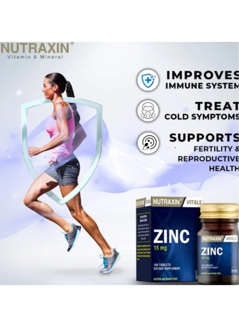NUTRAXIN Nutraxin Zinc Sulphate for Immunity Boosting 15Mg 100 Vegan Tablets - Image 3