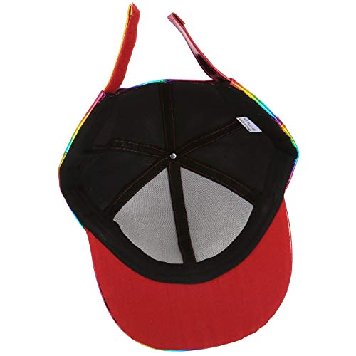FALETO Adjustable Shiny Holographic Baseball Cap Rainbow Reflective Hip Hop Rave Hat Metallic Casual Cap - Image 3