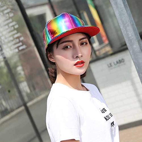 FALETO Adjustable Shiny Holographic Baseball Cap Rainbow Reflective Hip Hop Rave Hat Metallic Casual Cap - Image 2
