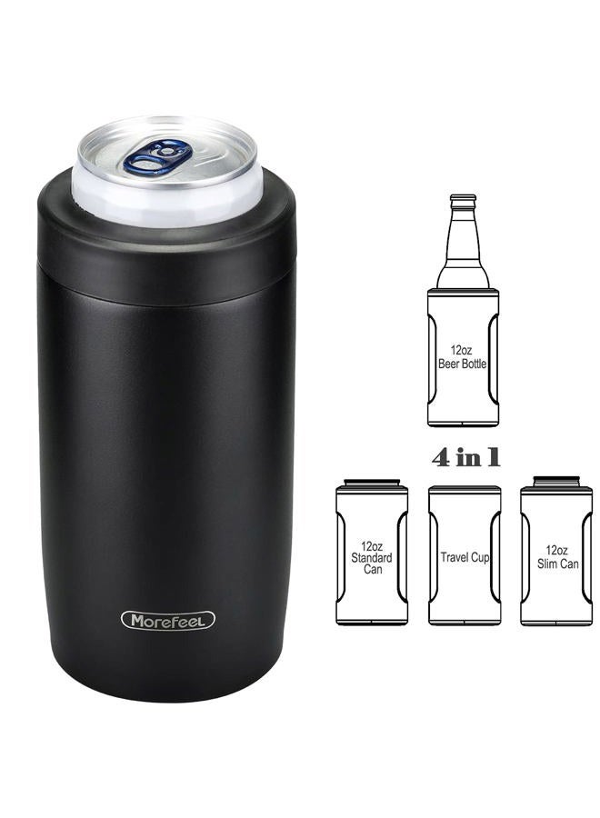 MoreFeel 4-in-1 Skinny Can Cooler Double Wall Stainless Steel Insulated Can Holder, Works With 12 Oz Slim Can,Standard Cans,Beer Bottles & As Pint Cups - Image 1