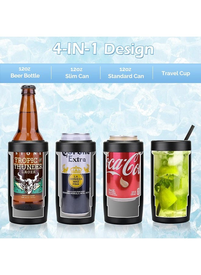 MoreFeel 4-in-1 Skinny Can Cooler Double Wall Stainless Steel Insulated Can Holder, Works With 12 Oz Slim Can,Standard Cans,Beer Bottles & As Pint Cups - Image 2