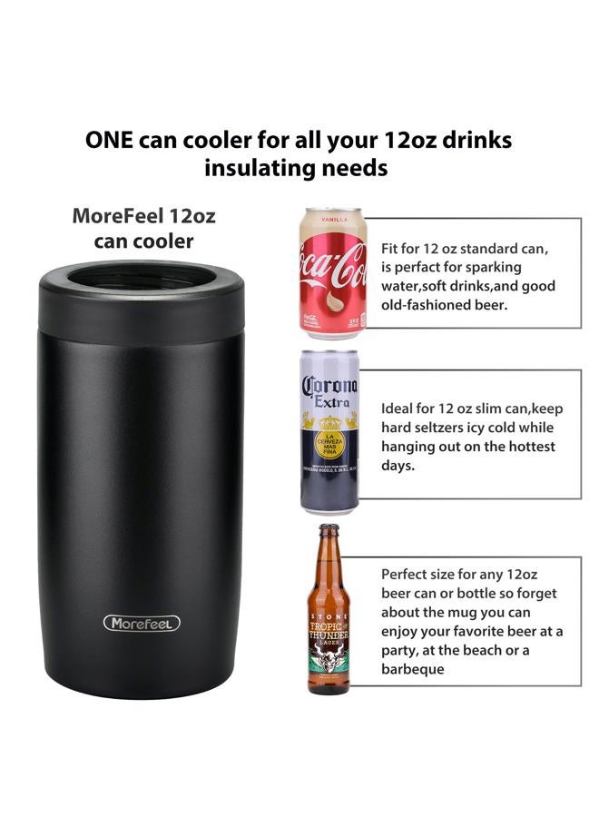 MoreFeel 4-in-1 Skinny Can Cooler Double Wall Stainless Steel Insulated Can Holder, Works With 12 Oz Slim Can,Standard Cans,Beer Bottles & As Pint Cups - Image 3
