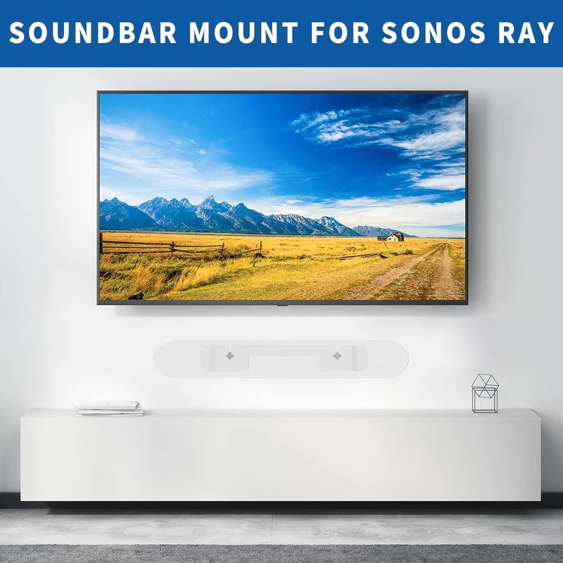 Yibracki حامل ساوندبار لـ Sonos Ray، حامل ساوندبار للجدار، حامل ساوندبار عائم لـ Sonos Ray، أقواس حامل ساوندبار للتركيب تحت التلفزيون (أبيض) - Image 2