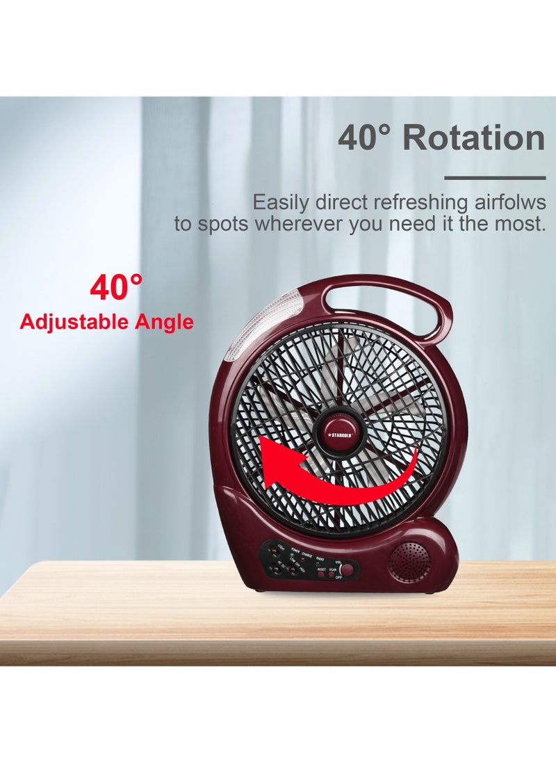 Stargold - SG-4067 10 Inch Rechargeable Table Fan with Radio and LED Light - Image 1