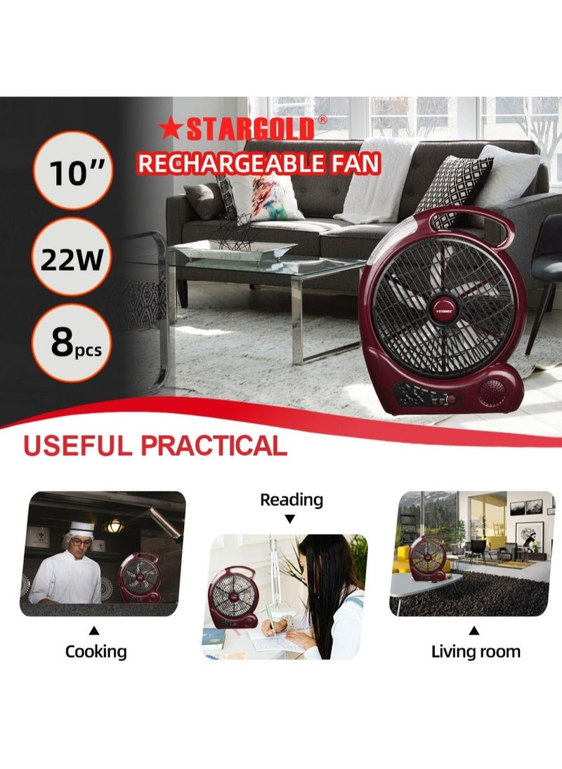 Stargold - SG-4067 10 Inch Rechargeable Table Fan with Radio and LED Light - Image 1