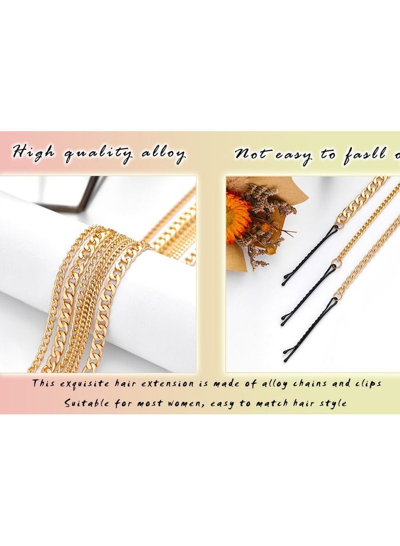 SYOSI مشابك شعر شرابة للسيدات، مشابك شعر ذهبية متعددة الخيوط على شكل رأس بانك، ضفائر ذيل حصان عصرية للحفلات الراقصة، سلسلة وصلات شعر مزخرفة للسيدات والفتيات (3 قطع) - Image 5