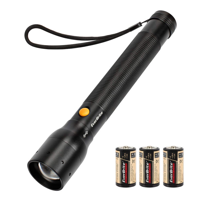 EverBrite Ultra Bright Tactical Flashlight 900 Lumen Zoomable Adjustable Focus 3 Light Modes HeavyDuty Aluminum Torch for Hurricane Supplies Camping Includes 3C Alkaline Batteries - Image 2