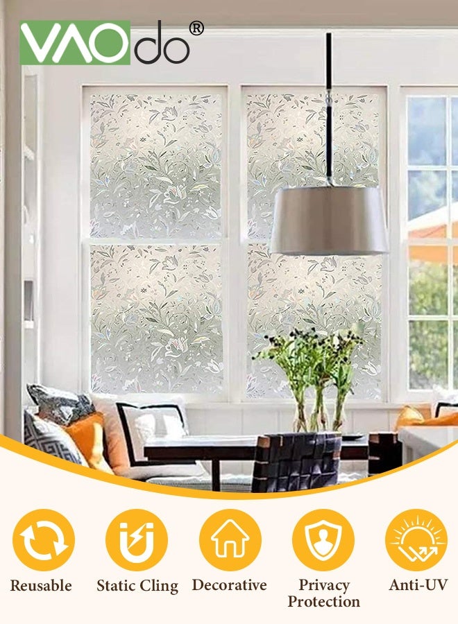 فاو دو فيلم النافذة ثلاثي الأبعاد، لا توجد خصوصية لاصقة للزجاج، خصوصية النافذة، فيلم نافذة زجاج ملون مزخرف، فيلم خصوصية لاصق ثابت للنوافذ قابل للإزالة للأبواب الزجاجية يحجب الحرارة والأشعة فوق البنفسجية 80*300 سم - Image 2