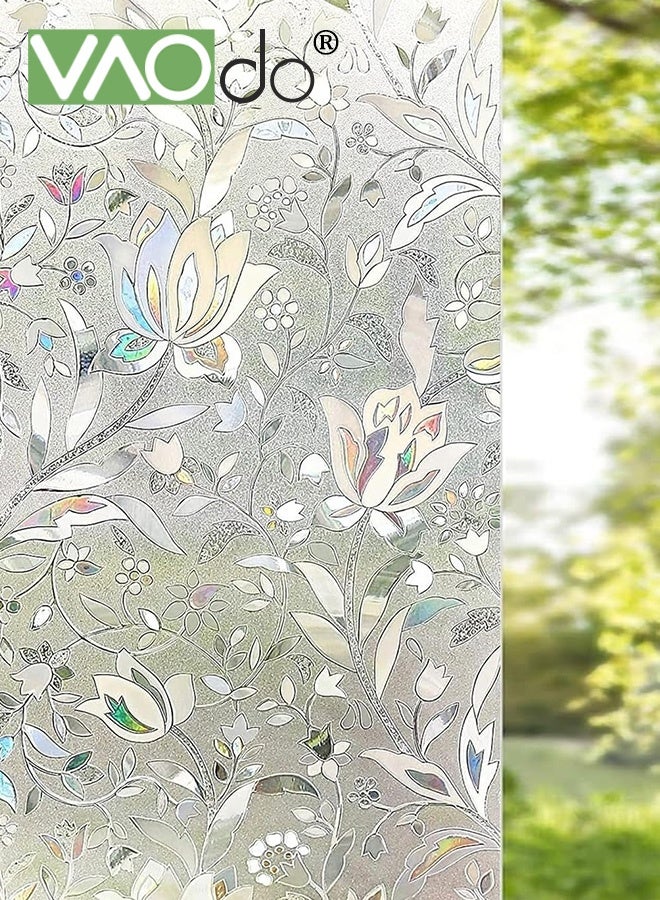 فاو دو فيلم النافذة ثلاثي الأبعاد، لا توجد خصوصية لاصقة للزجاج، خصوصية النافذة، فيلم نافذة زجاج ملون مزخرف، فيلم خصوصية لاصق ثابت للنوافذ قابل للإزالة للأبواب الزجاجية يحجب الحرارة والأشعة فوق البنفسجية 80*300 سم - Image 1