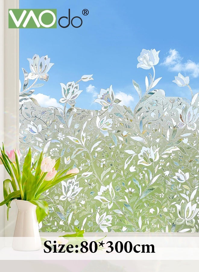 فاو دو فيلم النافذة ثلاثي الأبعاد، لا توجد خصوصية لاصقة للزجاج، خصوصية النافذة، فيلم نافذة زجاج ملون مزخرف، فيلم خصوصية لاصق ثابت للنوافذ قابل للإزالة للأبواب الزجاجية يحجب الحرارة والأشعة فوق البنفسجية 80*300 سم - Image 3