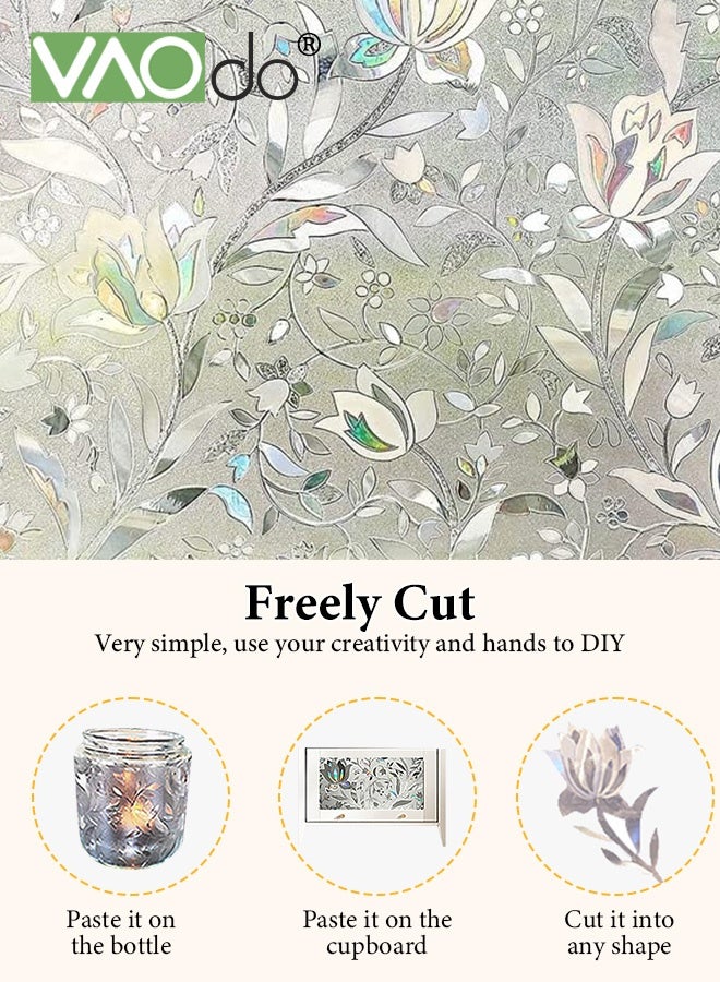 فاو دو فيلم النافذة ثلاثي الأبعاد، لا توجد خصوصية لاصقة للزجاج، خصوصية النافذة، فيلم نافذة زجاج ملون مزخرف، فيلم خصوصية لاصق ثابت للنوافذ قابل للإزالة للأبواب الزجاجية يحجب الحرارة والأشعة فوق البنفسجية 80*300 سم - Image 4