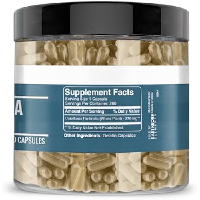 Earthborn Elements Caralluma Fimbriata 200 Capsules, Pure & Undiluted, No Additives - Image 2