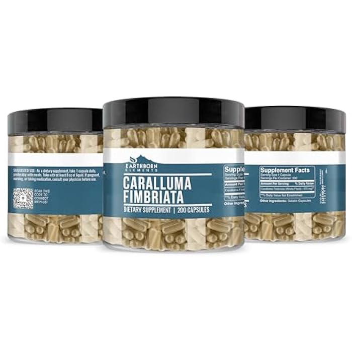 Earthborn Elements Caralluma Fimbriata 200 Capsules, Pure & Undiluted, No Additives - Image 4