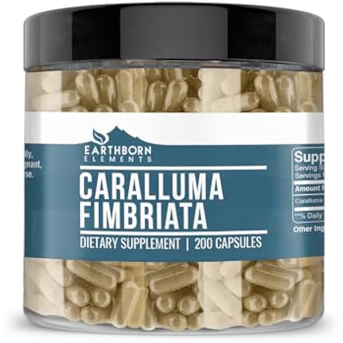 Earthborn Elements Caralluma Fimbriata 200 Capsules, Pure & Undiluted, No Additives - Image 1