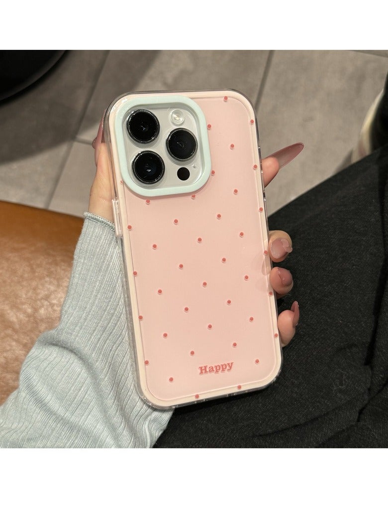 NIBEMINENT Dopamine Jelly Solid Color Protective TPU Case Cover For iPhone 17 Pro Max, Teenager Pink Polka Dot