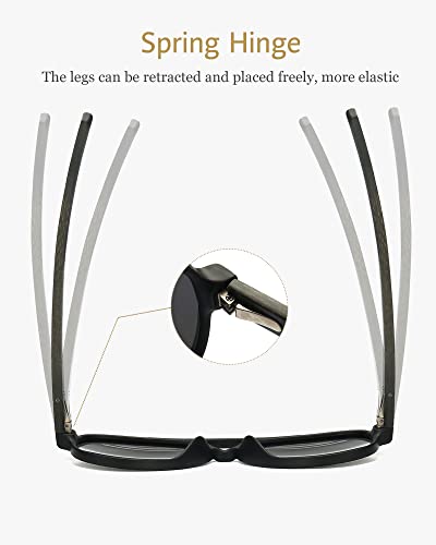 ANRRI Wood Sunglasses UV Protection Polarized Lenes Classic Aviator Wooden Black Frame for Men - Image 4
