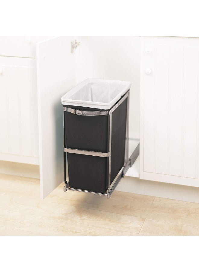simplehuman 30 Liter  8 Gallon Under Counter Kitchen Cabinet PullOut Trash Can HeavyDuty Steel Frame - Image 2