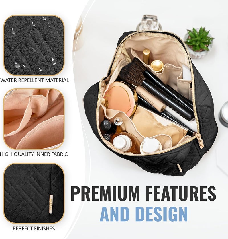 BOACAY Large Black Cosmetic & Makeup Bag - Image 5