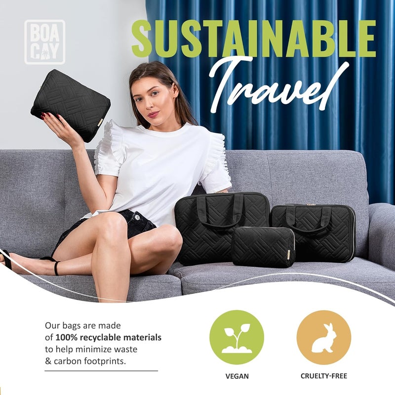 BOACAY Large Black Cosmetic & Makeup Bag - Image 4