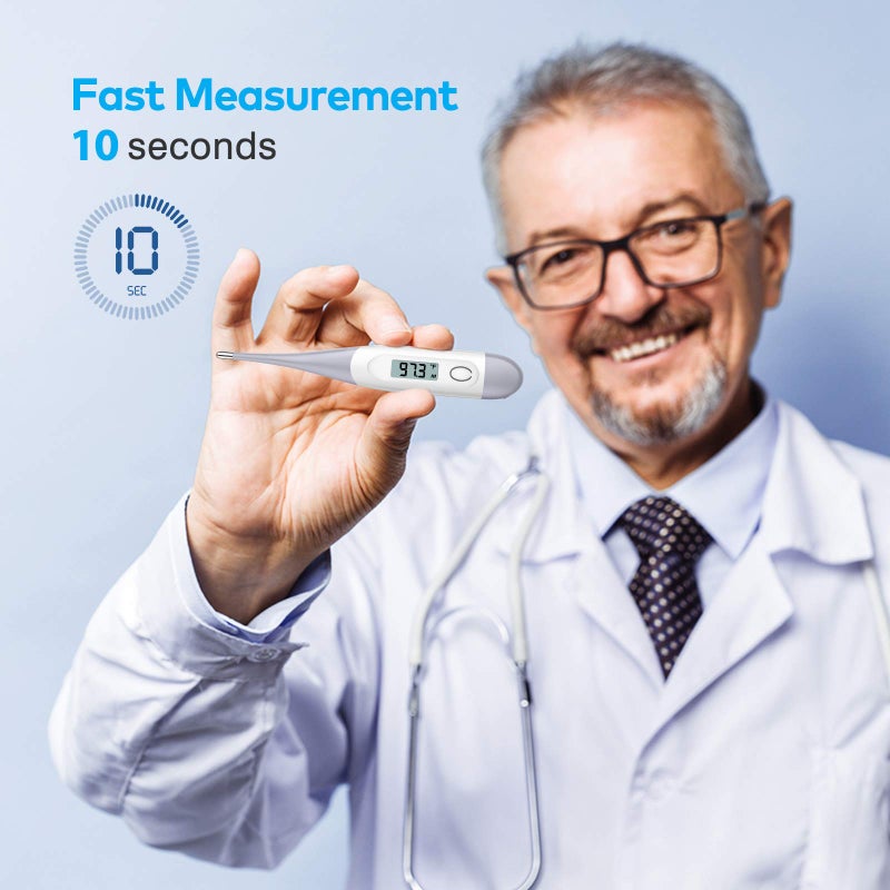 Boncare 10 Seconds Digital Thermometer for Adults and Kids - Accurate & Safe Rectal Thermometer for Baby with Fever Alarm, Oral Thermometer FSA HSA Eligible (Gray) - Image 2