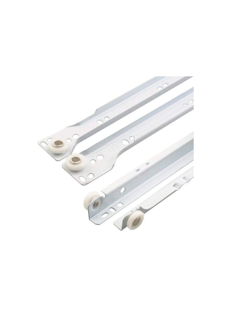Robustline Roller Wheel Cabinet Drawer Keyboard Slide Glide Runner 2 Pairs (1.0mm Thickness), Heavy duty drawer slides (10") - Image 1