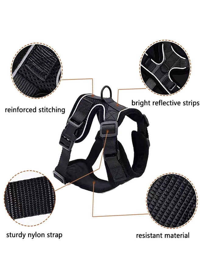 GUSGU Cat Harness and Leash Set for Walking, Escape Proof Safe Adjustable Kitten Vest Harnesses with Reflective Strips, Easy Control Soft Breathable Mesh Jacket for Growing Kittens, Cats, Black, XS - Image 2