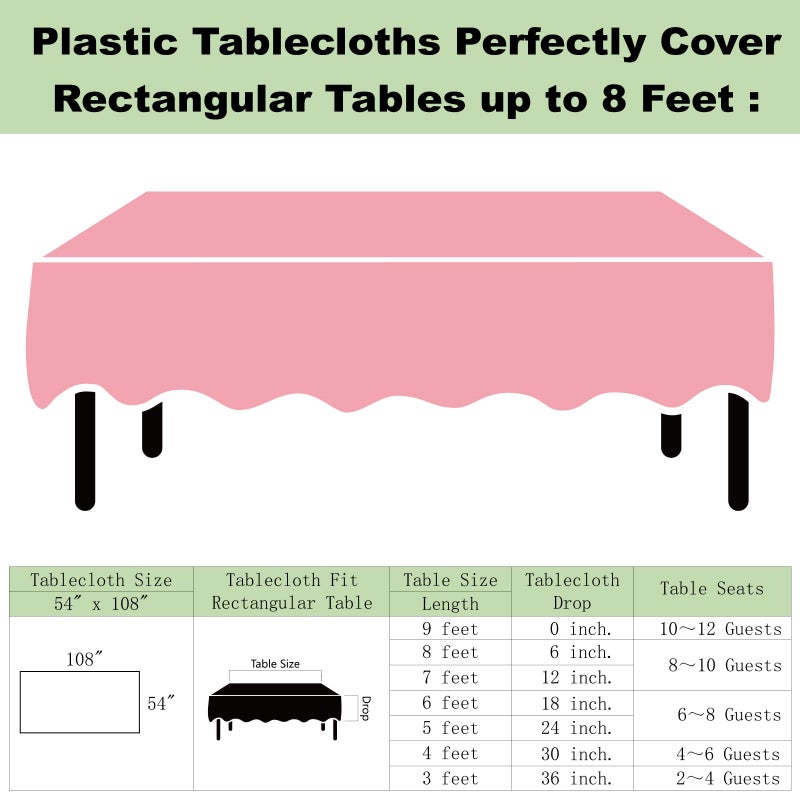 rebdng Plastic Pink Tablecloths 3 Pack Disposable Table Covers 54 x 108 in. Dusty Pink Table Cloths for Gender Reveal Parties Bridal Shower Engagement Wedding Birthday  Fits 6 to 8 Foot Rectangle Tables - Image 5