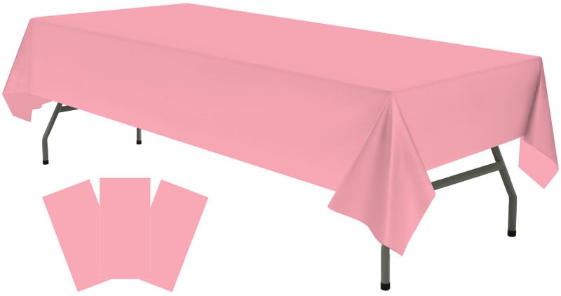 rebdng Plastic Pink Tablecloths 3 Pack Disposable Table Covers 54 x 108 in. Dusty Pink Table Cloths for Gender Reveal Parties Bridal Shower Engagement Wedding Birthday  Fits 6 to 8 Foot Rectangle Tables - Image 1