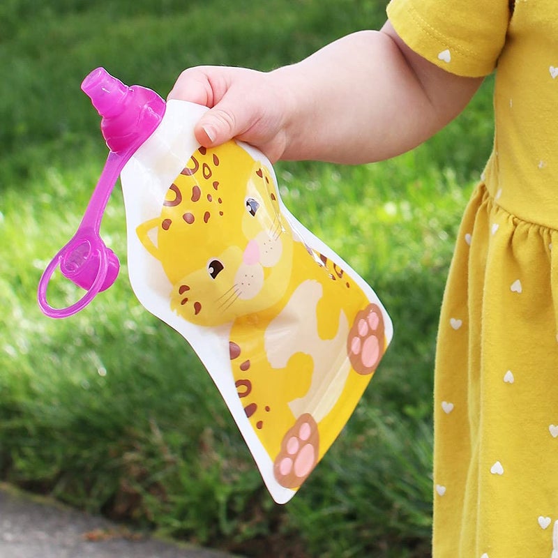 ChooMee SoftSip Food Pouch Top | Baby Led Weaning | No Spill Flow Control Valve, Protects Childs Mouth, 100% Silicone, BPA Free | 2CT Aqua Purple - Image 5