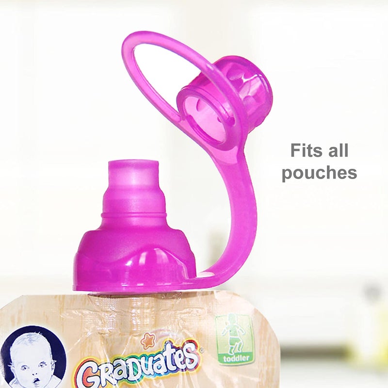 ChooMee SoftSip Food Pouch Top | Baby Led Weaning | No Spill Flow Control Valve, Protects Childs Mouth, 100% Silicone, BPA Free | 2CT Aqua Purple - Image 3