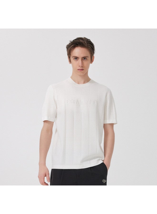 Cabbeen Letter Embroidery Men's T-shirt Youth Casual Loose Short Sleeves Trendy Versatile Fashion - Image 2