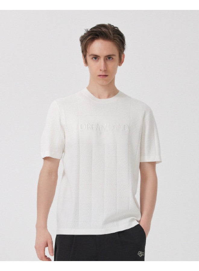 Cabbeen Letter Embroidery Men's T-shirt Youth Casual Loose Short Sleeves Trendy Versatile Fashion - Image 1
