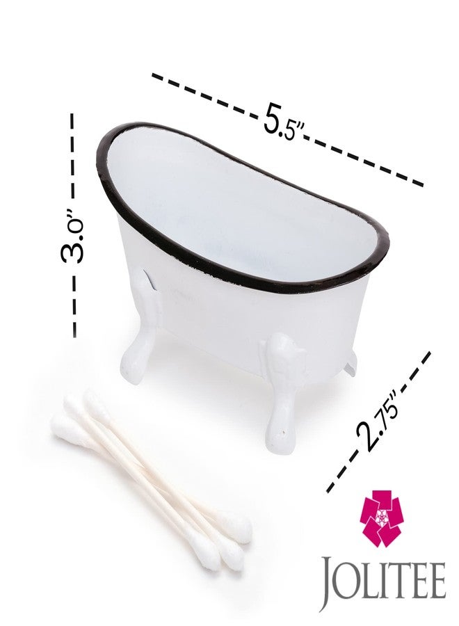 Jolitee Rustic Enamel 1 Piece 5.5" Metal Clawfoot Mini Bathtub Soap Dish Mini Bath Tub Decoration Clawfoot Tub Soap Caddy White - Image 3