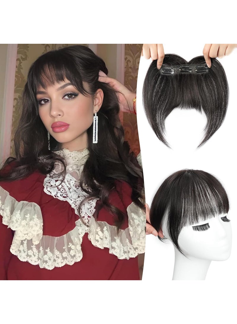KooKaStyle KooKaStyle Bangs Hair Clip in Bangs 100 Real Human Hair Wispy Bangs Clip in Hair Extensions 3 Secure Clips in Full Fringe French Bangs Fake Bangs 1B Black 