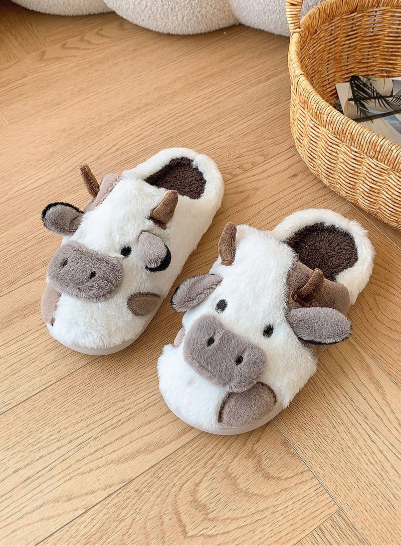 Indoor Warm Plush Slippers For Cows Grey - Image 1