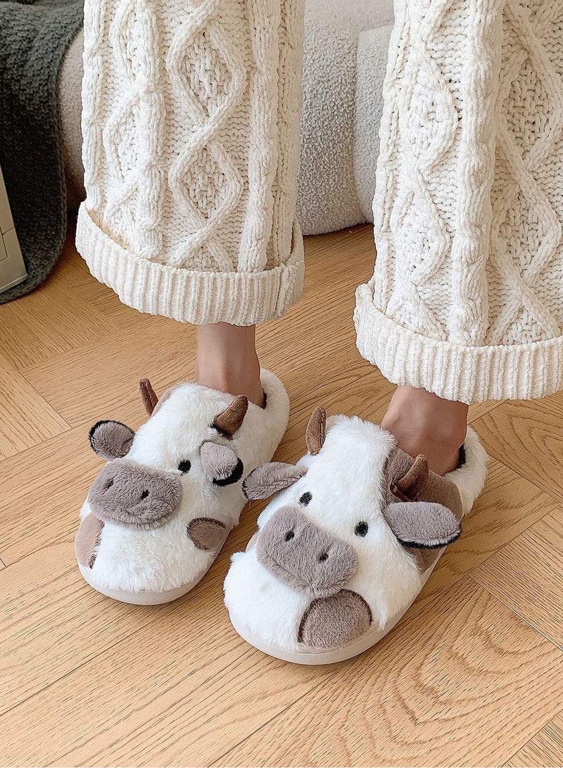 Indoor Warm Plush Slippers For Cows Grey - Image 2