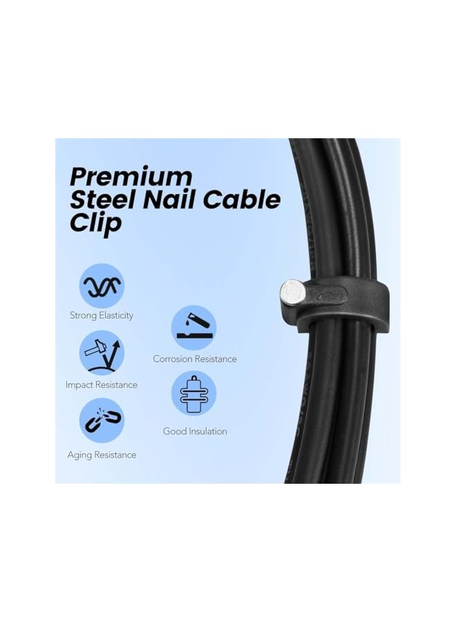 promass Cable Clips with Steel Nails, Cable Wall Clip, Half Clamp J-Hook with Nail for Wire Ethernet Cable, Telephone Cable, Home Desk TV Wire, Computer, Printer Cable, 5 Size, 4mm 5mm 6mm 8mm 10mm - Image 3