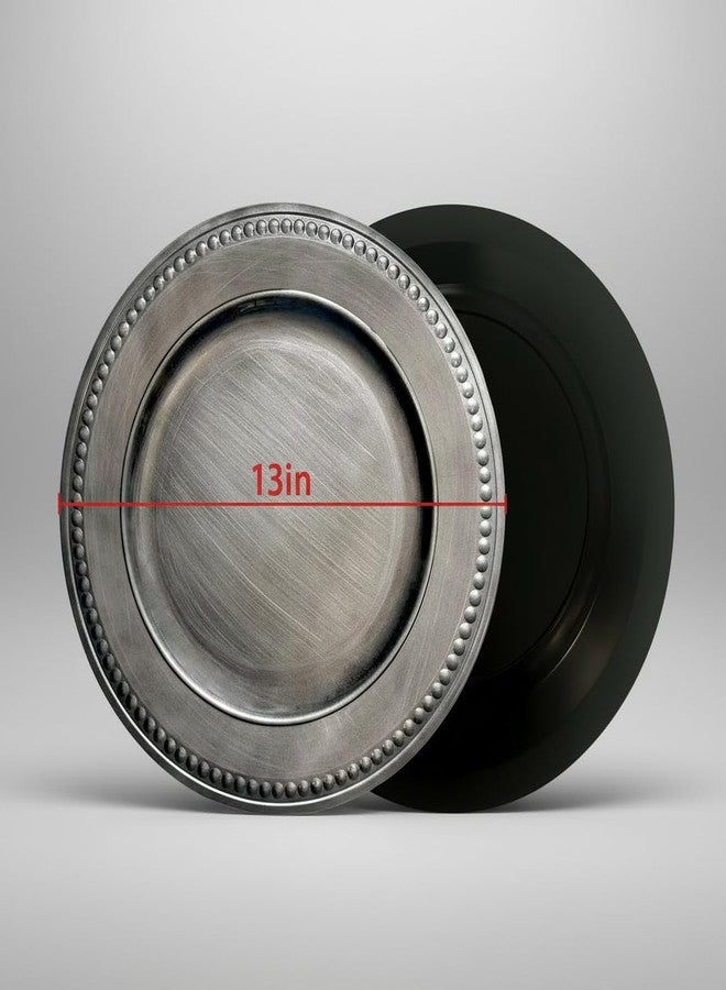 DaCakeWS مجموعة أطباق تقديم فضية من DaCakeWS، 8 أطباق بلاستيكية مقاس 13 بوصة | تصميم كلاسيكي لحفلات الزفاف، وحفلات الأعياد، والمآدب، والتجمعات العائلية، أطباق تقديم أنيقة لأطباق العشاء (8، فضي-DGZ) - Image 3