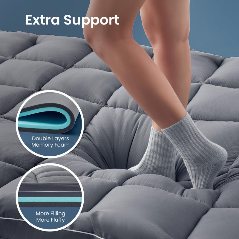 SLEEP ZONE Dual Layer 4 Inch Memory Foam Mattress Topper, 2 inch Cooling Gel Memory Foam Plus 2 inch Waterproof Removable Pillowtop Mattress Pad Cover for Back Pain, Comfort Support (Twin) - Image 4