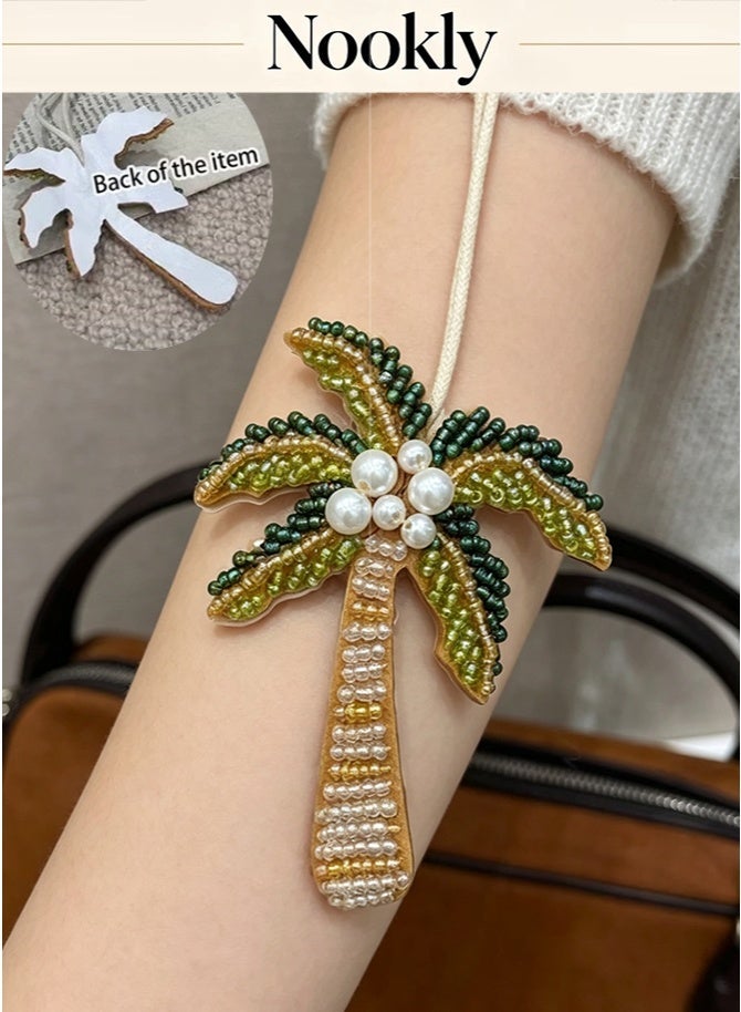 nookly Palm Tree Beaded Charm Accessory for Bags, Keychain Decoration for Ladies, Tropical Purse Charm - Image 1