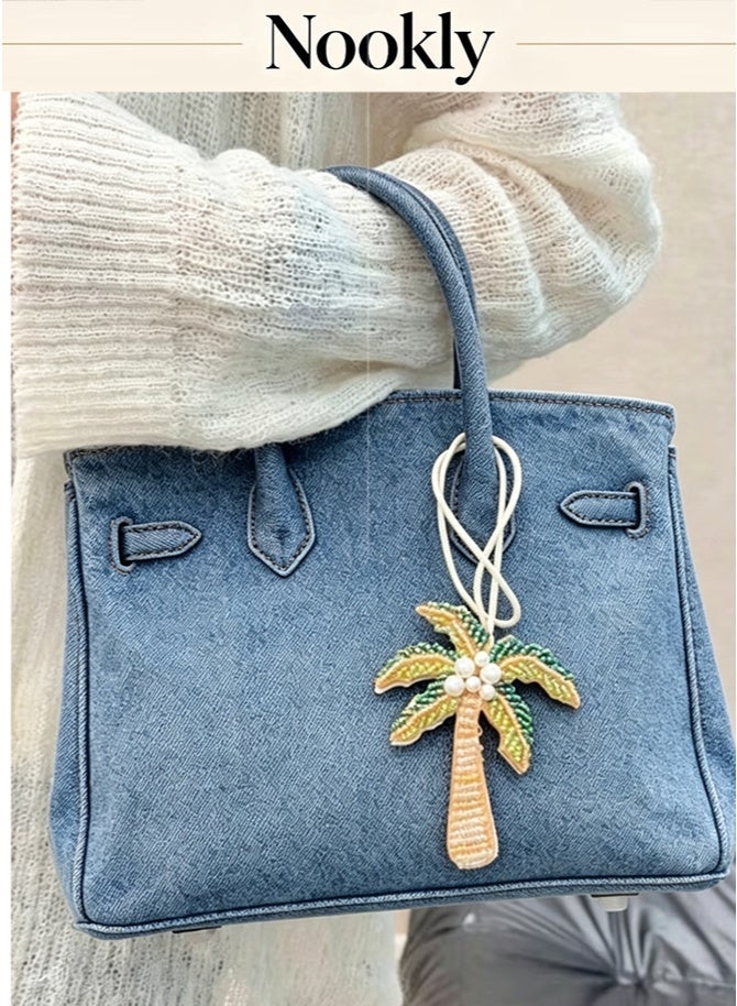 nookly Palm Tree Beaded Charm Accessory for Bags, Keychain Decoration for Ladies, Tropical Purse Charm - Image 5