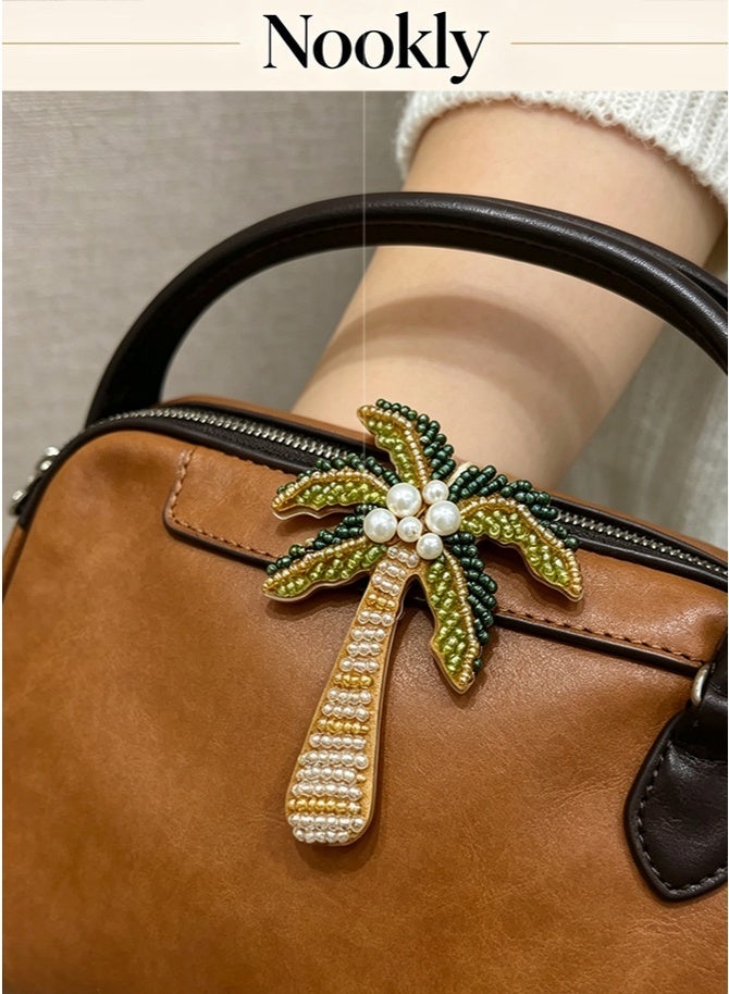 nookly Palm Tree Beaded Charm Accessory for Bags, Keychain Decoration for Ladies, Tropical Purse Charm - Image 3