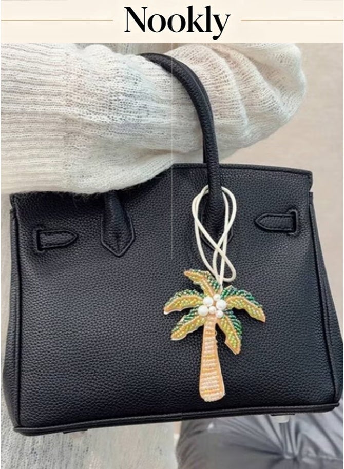 nookly Palm Tree Beaded Charm Accessory for Bags, Keychain Decoration for Ladies, Tropical Purse Charm - Image 2