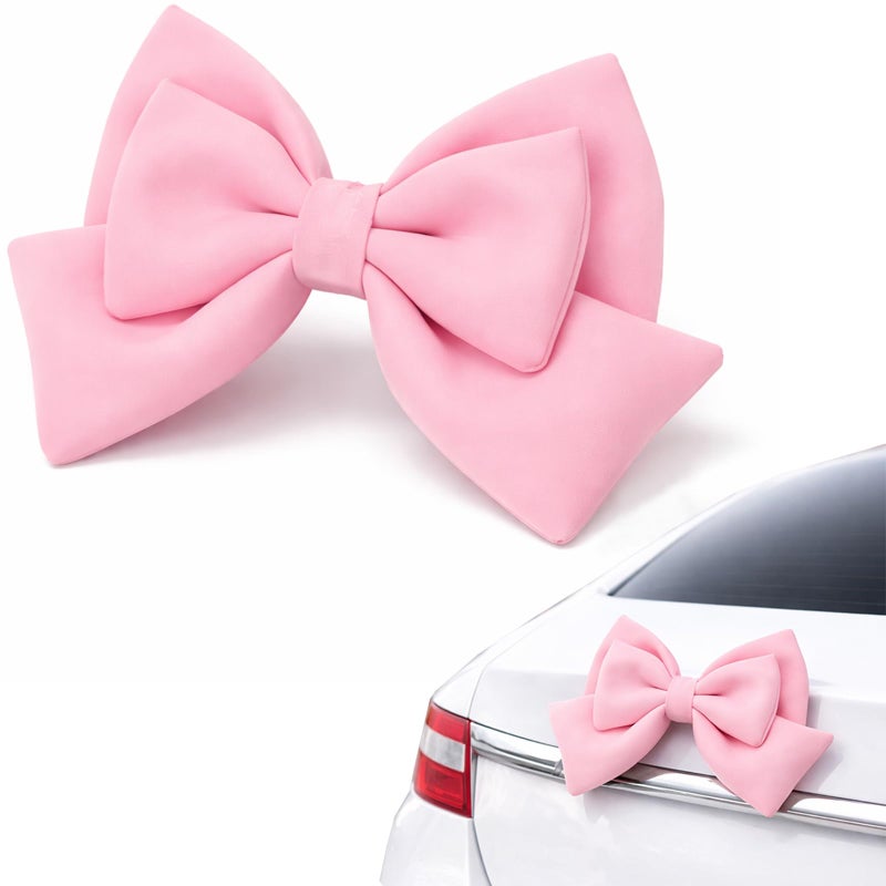 Ezcora Car Bow Pink Car Accessories for Women Exterior Cute Car Decor Fits All Car Models Enhances Car Aesthetics - Image 1