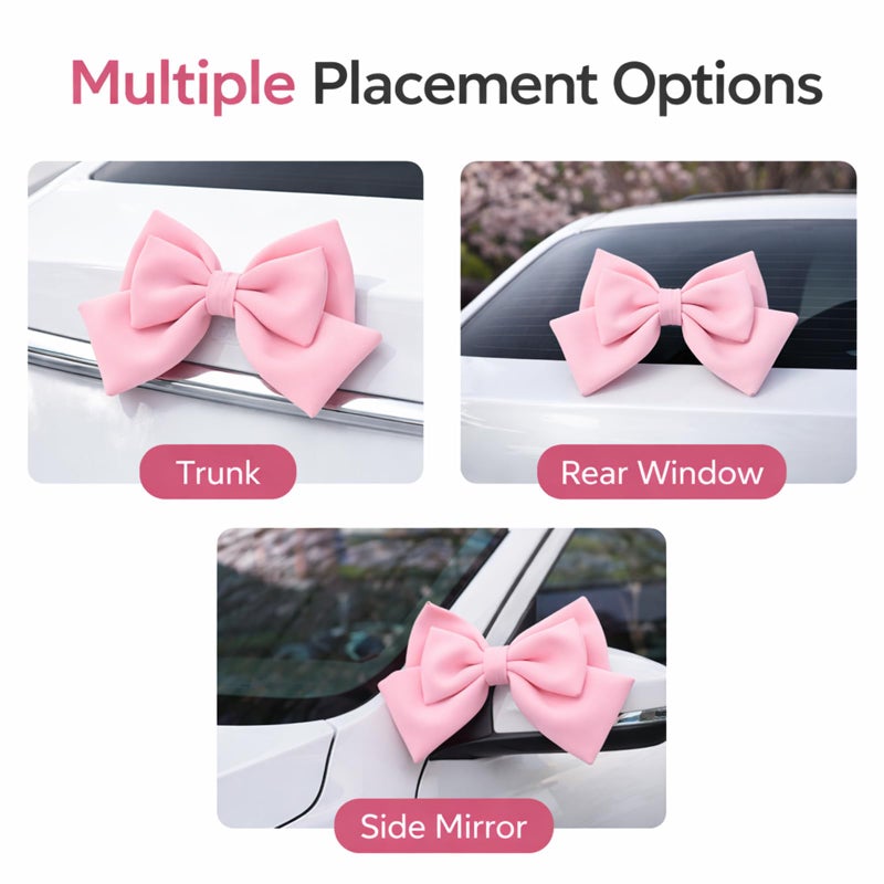 Ezcora Car Bow Pink Car Accessories for Women Exterior Cute Car Decor Fits All Car Models Enhances Car Aesthetics - Image 4