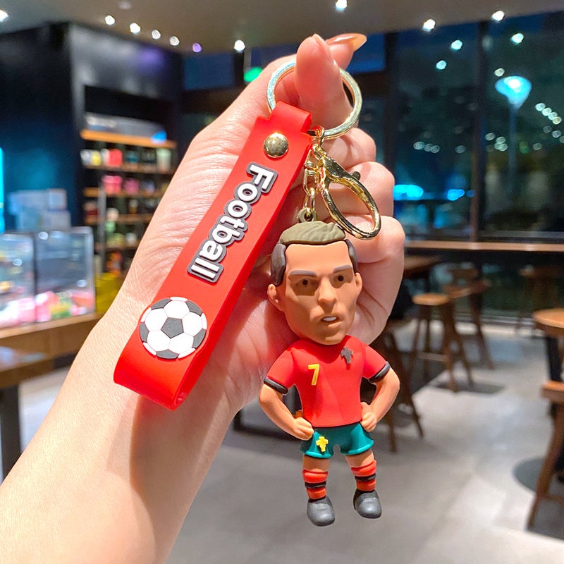 CR7 Football Player Keychain Cartoon Silicone Keyring for Men & Women