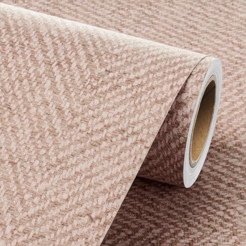 Livelynine 175x276 Light Pink Wall Paper Peel and Stick Modern Herringbone Fabric Pale Pink Grasscloth Wallpaper for Bathroom Dorm Girl Bedroom Pastel Patterned Contact Paper for Cabinets Drawers - Image 1