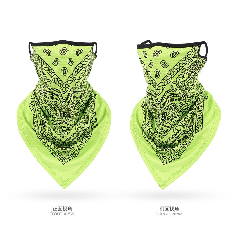 Generic Ice Silk Mesh Triangle Bandana Breathable Cycling UV Protection Unisex Outdoor Neck Gaiter New Pingying Green Cashew Flower