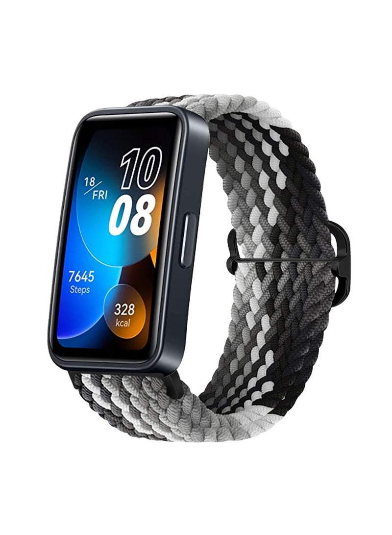 Strap for Huawei Band 10/9/8 Hand-woven Adjustable Strap,Compatible for Huawei Band 10/9/8 Replacement Nylon Wristband Strap,Colorful Black - Image 1