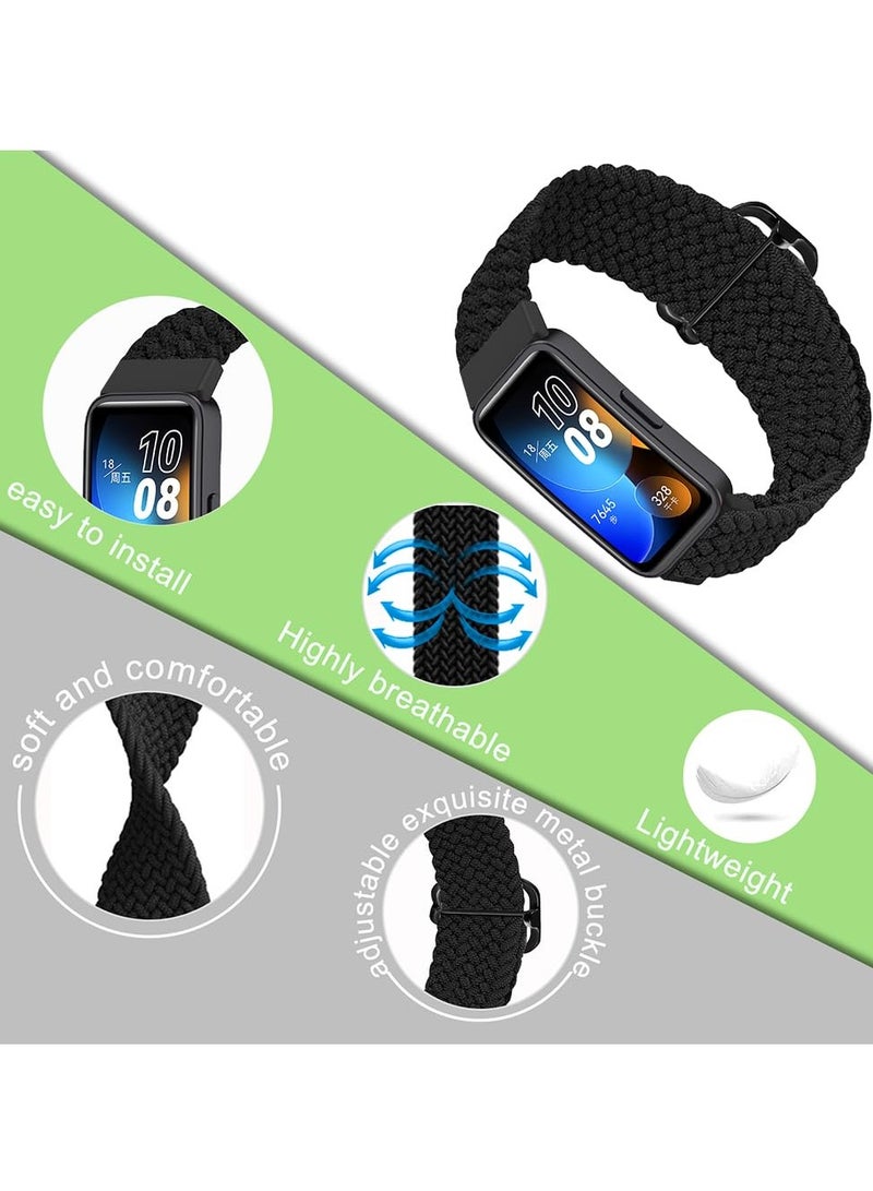 Strap for Huawei Band 10/9/8 Hand-woven Adjustable Strap,Compatible for Huawei Band 10/9/8 Replacement Nylon Wristband Strap,Colorful Black - Image 2